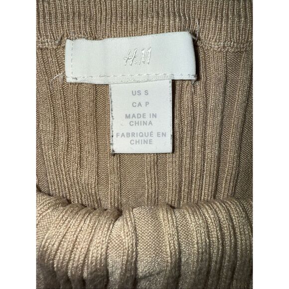 H&M ribbed tan square neck crop top small #718 - Picture 4 of 4